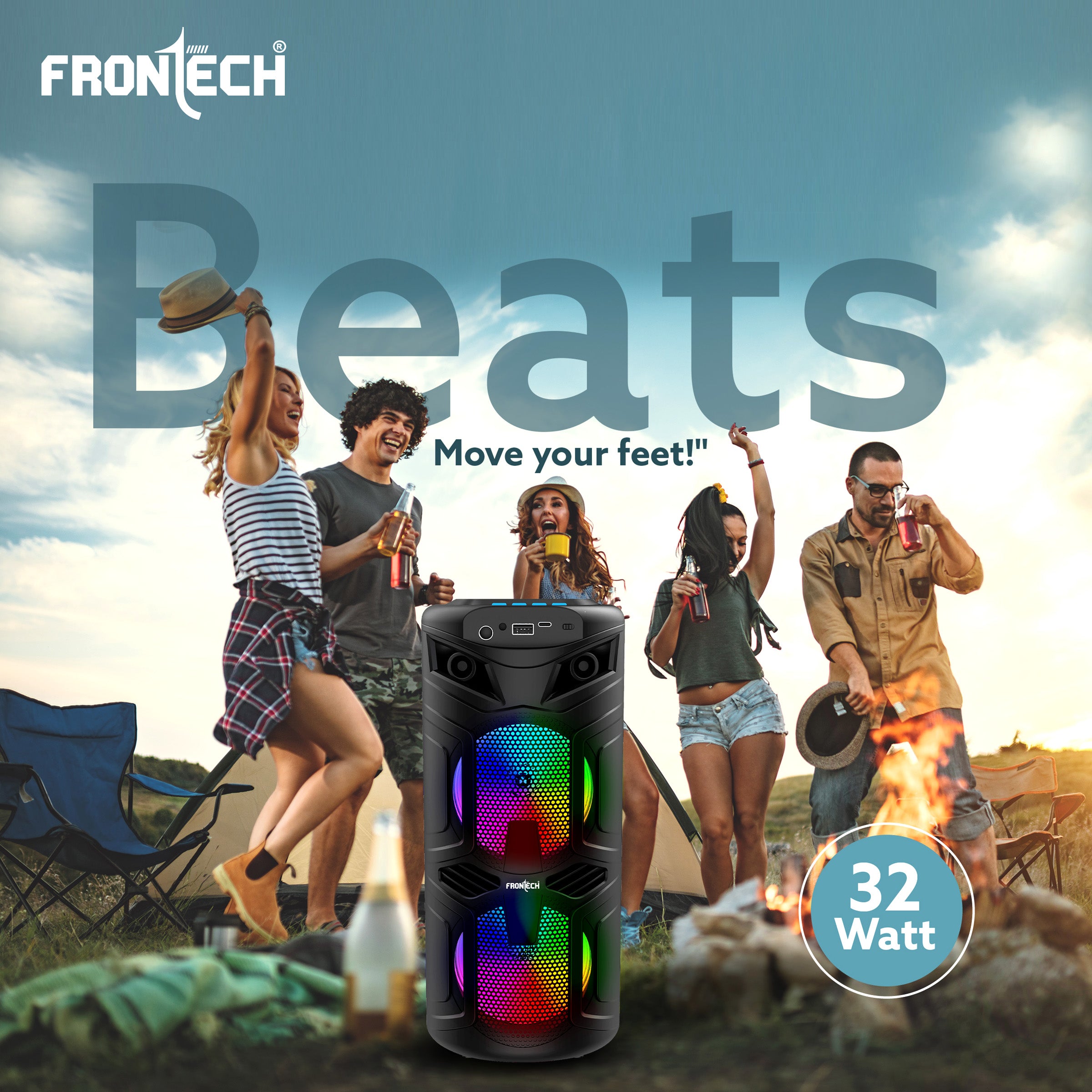 Frontech Wireless Bluetooth Speaker with RGB Lights (SW-0068) Frontech Wireless Bluetooth Speaker with RGB Lights (SW-0068)